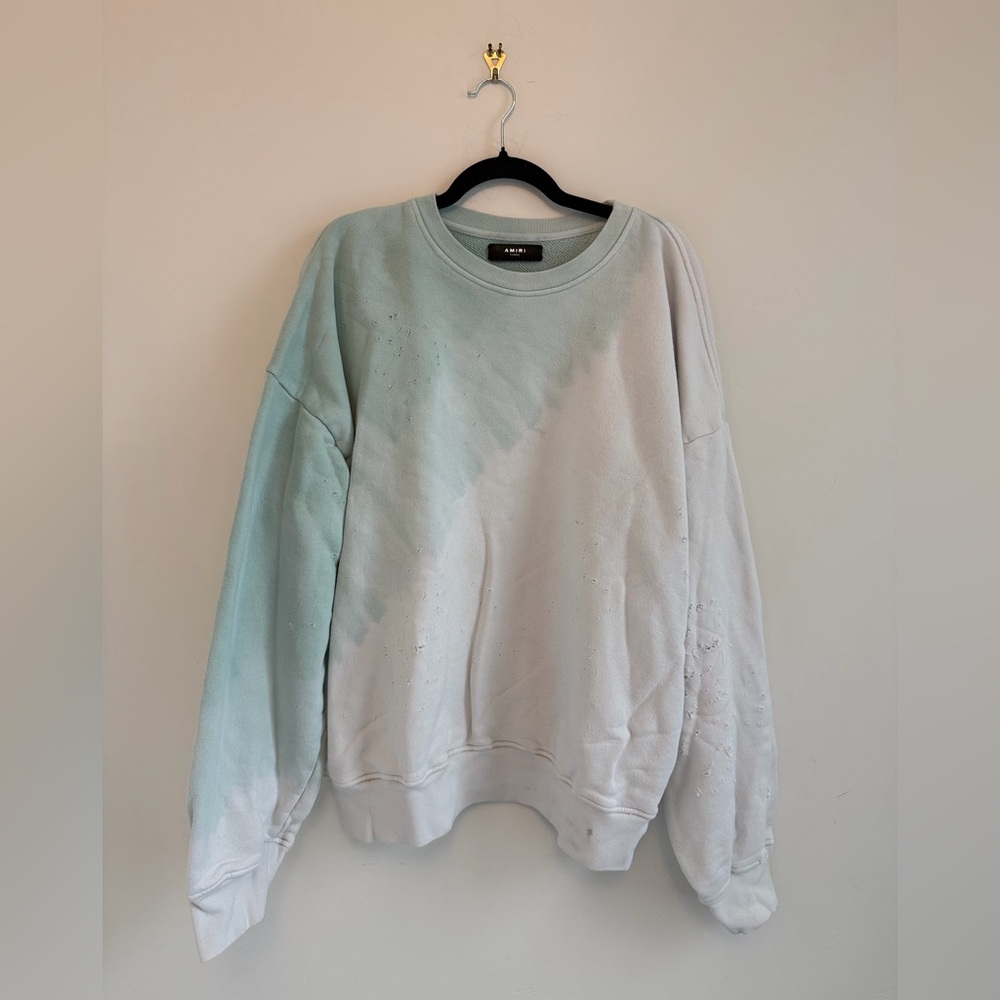 AMIRI light blue distressed crewneck